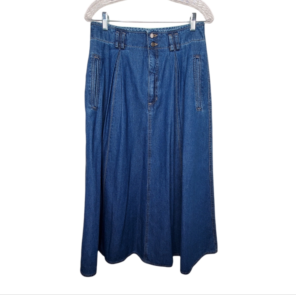 Liz Claiborne Women's Vintage Denim Western Skirt sz 14, 30” waist 34” length